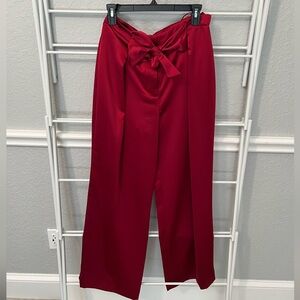NWT Vivid Wine Red Satin Wide Leg Pants - Size 6